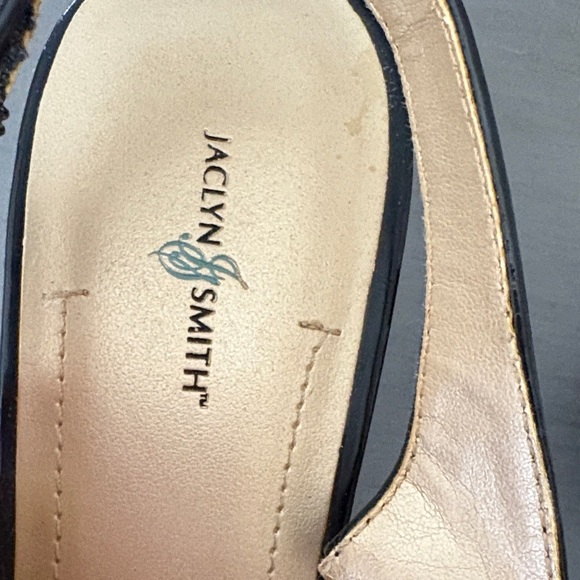 Jaclyn Smith Glossy Black Peep-Toe Heels - Picture 3 of 3